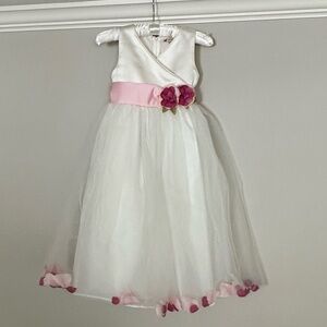 Elegant White and Pink Kids Formal Dress